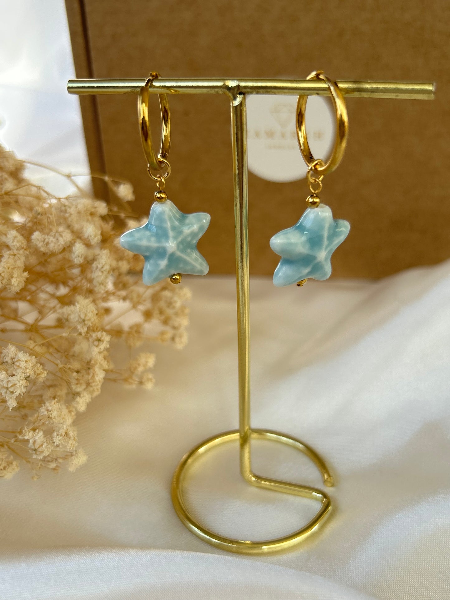 Blue Beach Star Earrings