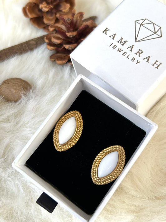 White Stone Vintage Earrings