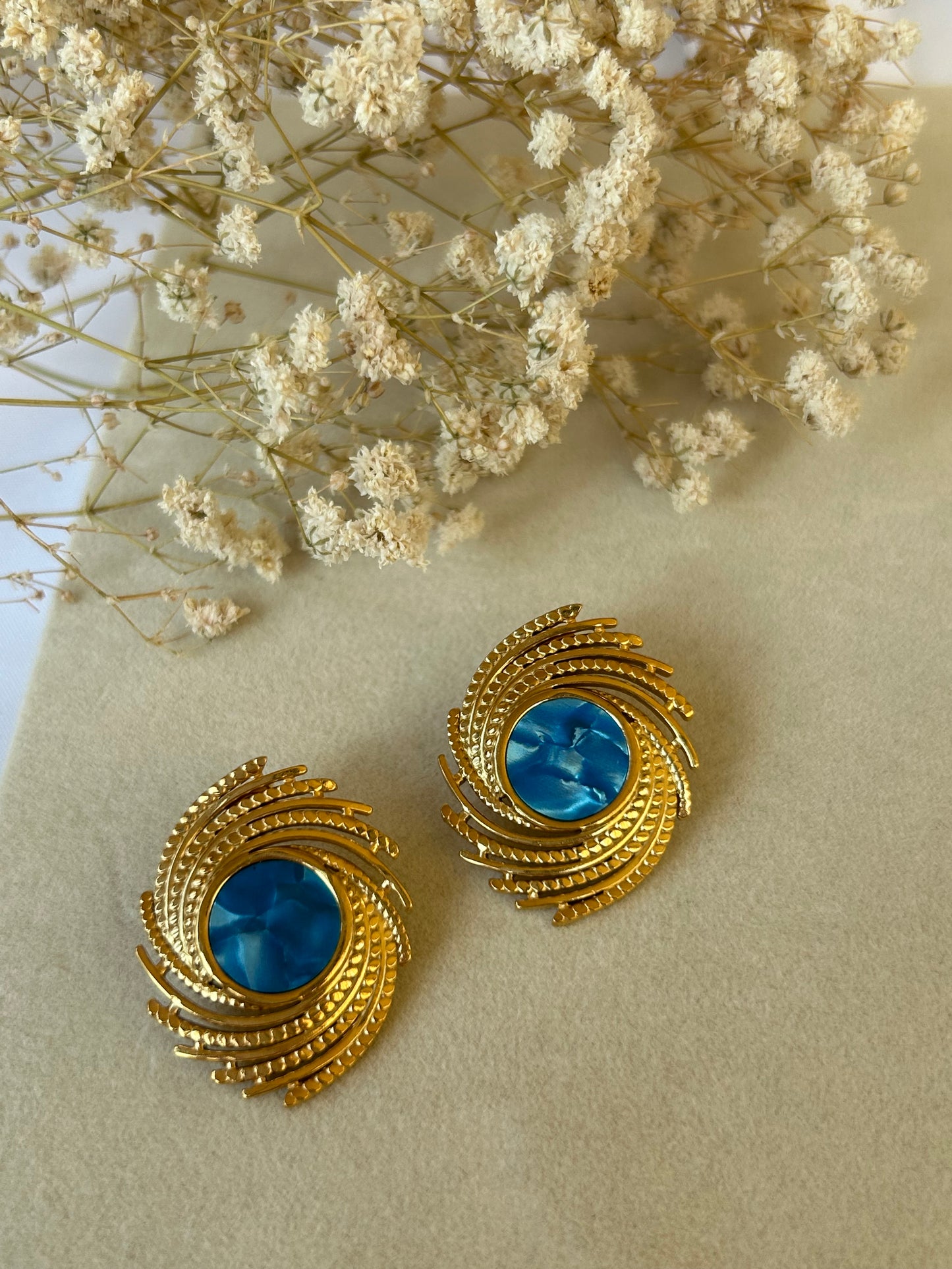 Blue Round Earrings